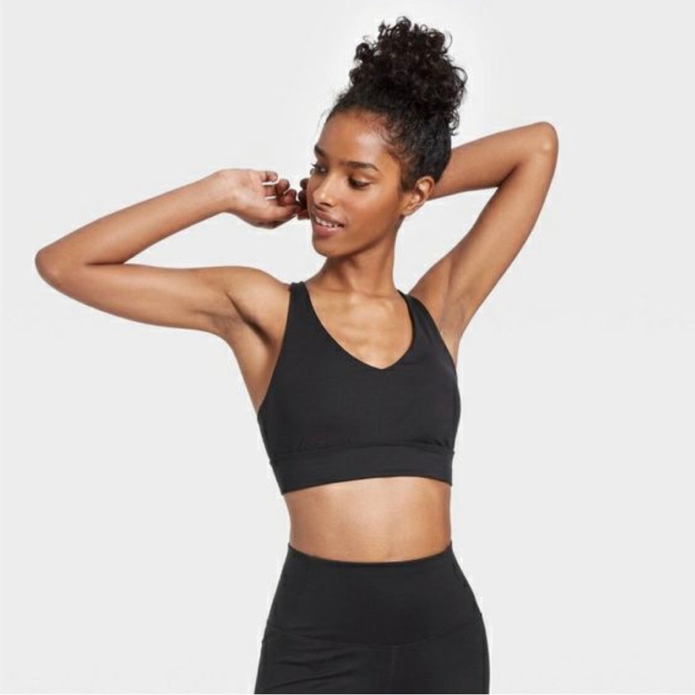 Women's Light Support Multistrap Longline Bra - All in Motion Black (Large) - Picture 2 of 6